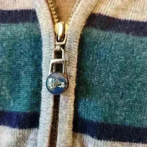 Vintage mens 1/4 zip sweater size L color green and gray Clueless Preppy - Picture 4 of 5